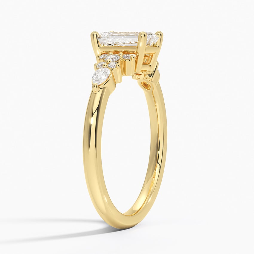 Rosette Diamond Ring Yellow Gold 18k Emerald Engagement Ring