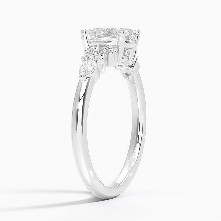 Rosette Diamond Ring Platinum Oval Engagement Ring
