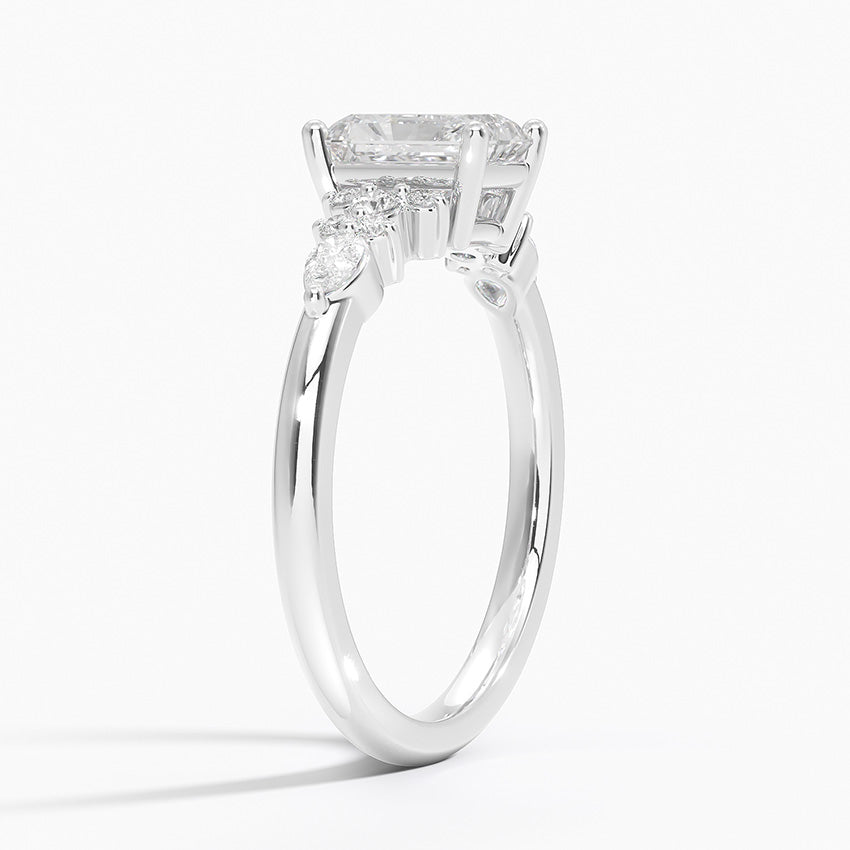 Rosette Diamond Ring Platinum Radiant Engagement Ring