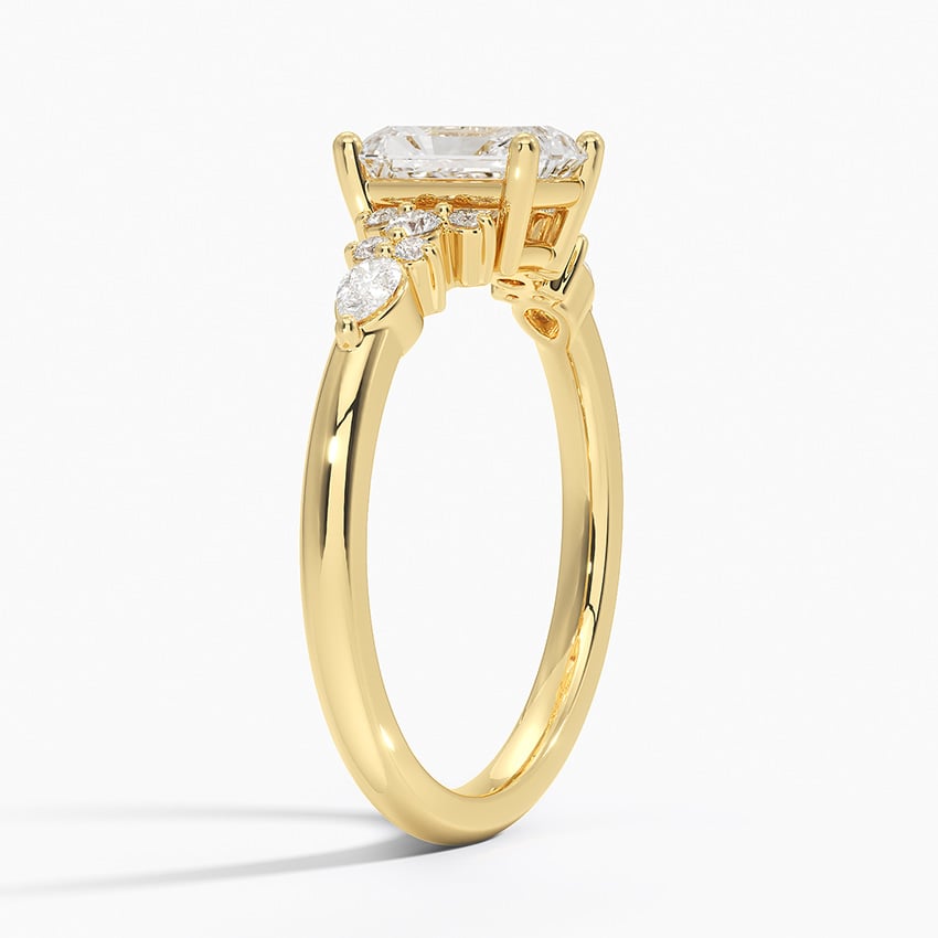 Rosette Diamond Ring Yellow Gold 18k Radiant Engagement Ring