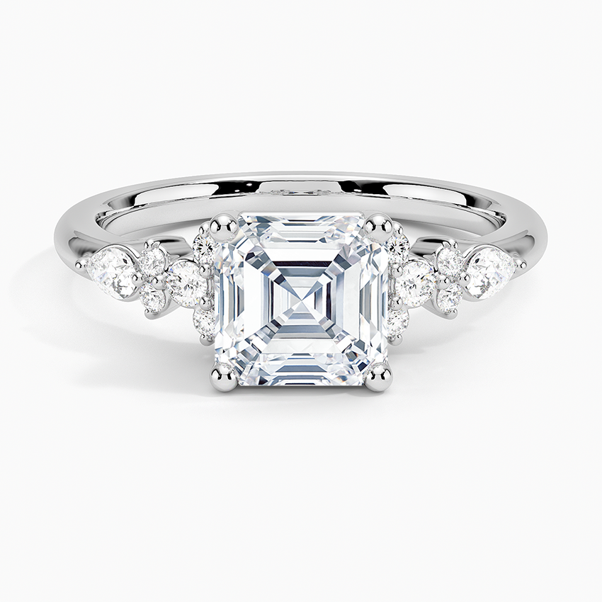 Rosette Diamond Ring Platinum Asscher Engagement Ring