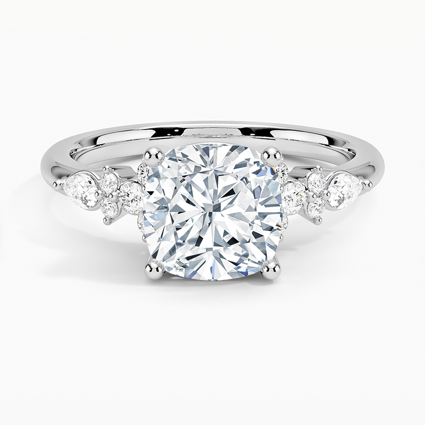 Rosette Diamond Ring Platinum Cushion Engagement Ring