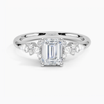 Rosette Diamond Ring Platinum Emerald Engagement Ring