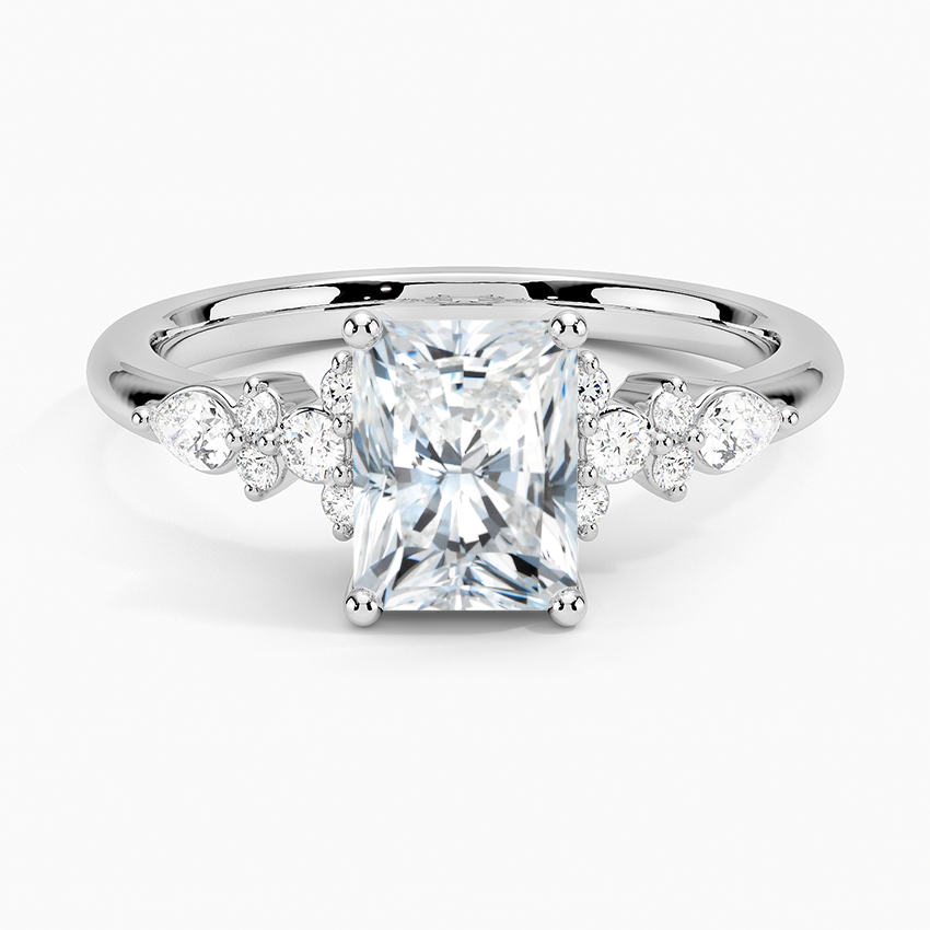 Rosette Diamond Ring Platinum Radiant Engagement Ring