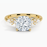 Rosette Diamond Ring Yellow Gold 18k Cushion Engagement Ring