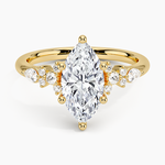 Rosette Diamond Ring Yellow Gold 18k Marquise Engagement Ring