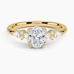 Rosette Diamond Ring Yellow Gold 18k Oval Engagement Ring