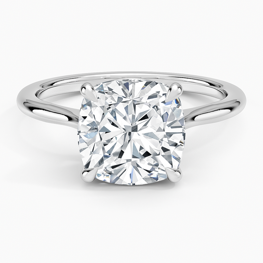 Elle Solitaire Ring Platinum Cushion Engagement Ring
