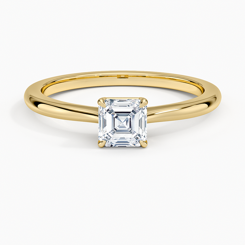 Elle Solitaire Ring Yellow Gold 18k Asscher Engagement Ring