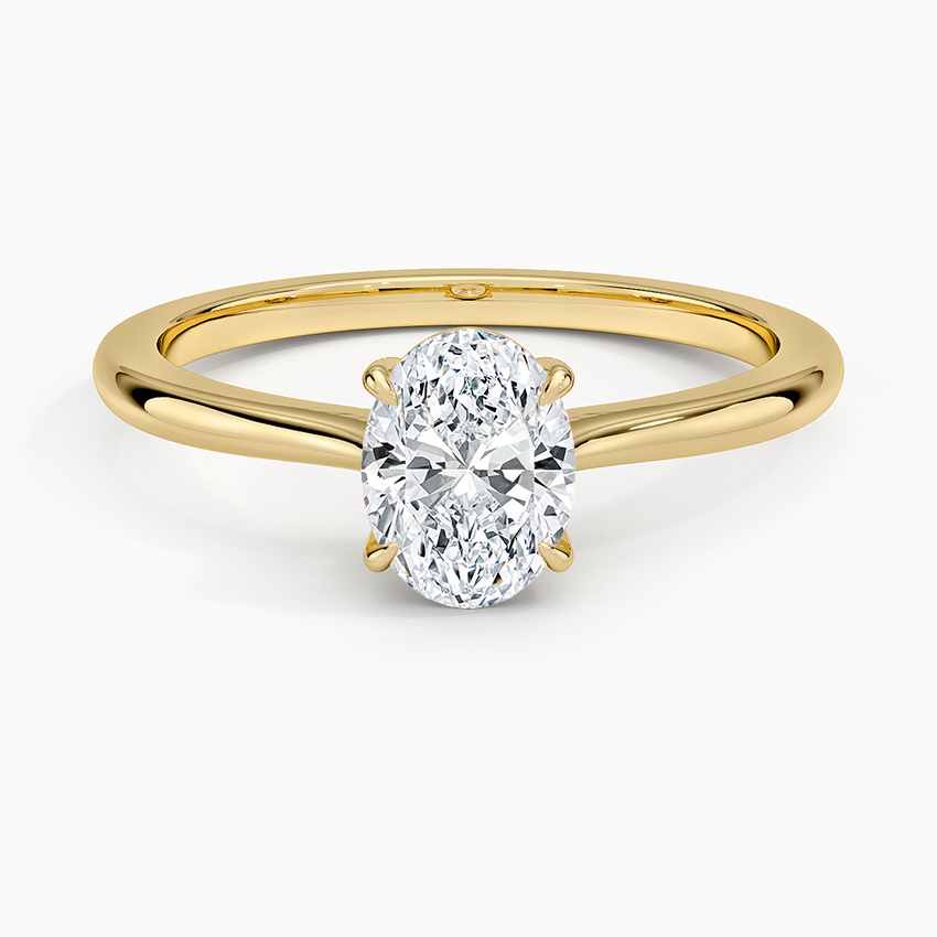 Elle Hidden Halo Diamond Ring Yellow Gold 18k Oval Engagement Ring