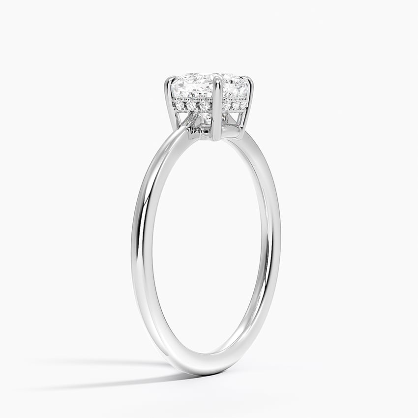 Elle Hidden Halo Diamond Ring Platinum Cushion Engagement Ring
