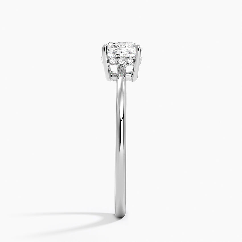 Elle Hidden Halo Diamond Ring Platinum Cushion Engagement Ring