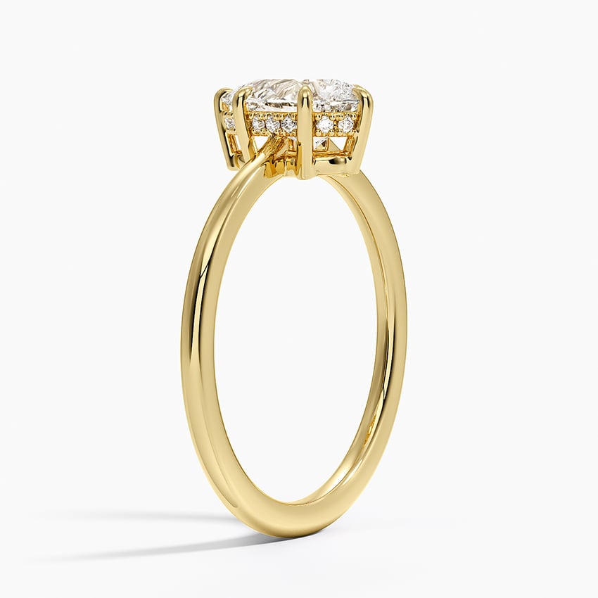 Elle Hidden Halo Diamond Ring Yellow Gold 18k Pear Engagement Ring