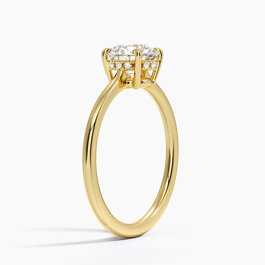 Elle Hidden Halo Diamond Ring Yellow Gold 18k Round Engagement Ring