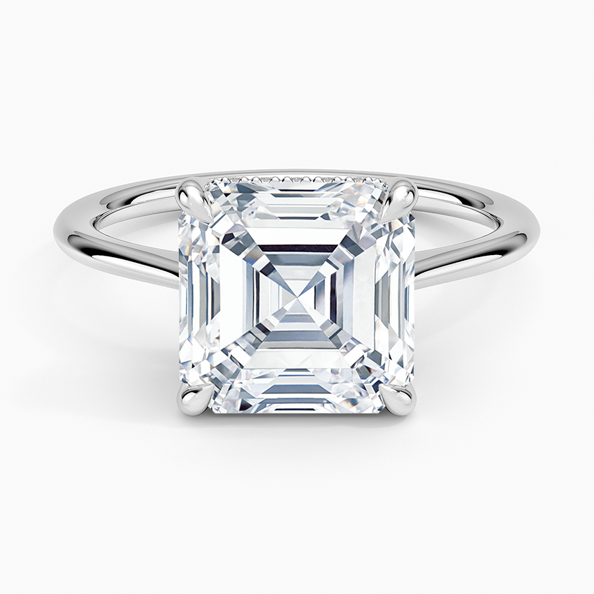 Elle Hidden Halo Diamond Ring Platinum Asscher Engagement Ring