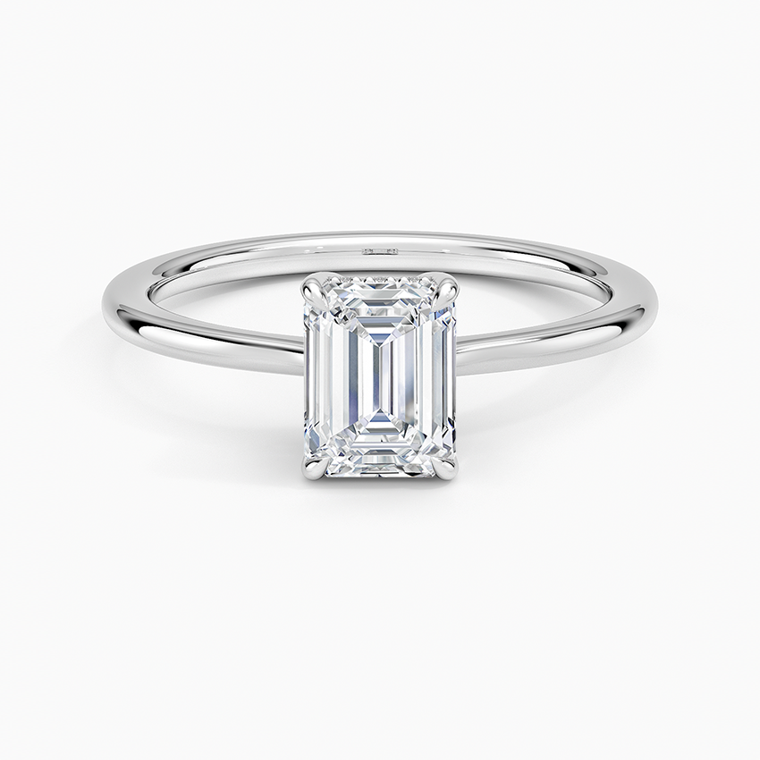 Elle Hidden Halo Diamond Ring Platinum Emerald Engagement Ring