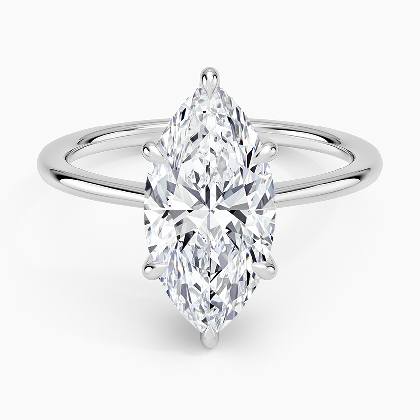 Elle Hidden Halo Diamond Ring Platinum Marquise Engagement Ring