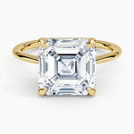 Elle Hidden Halo Diamond Ring Yellow Gold 18k Asscher Engagement Ring