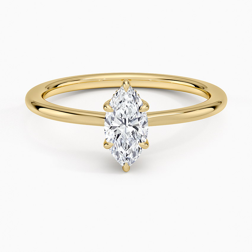 Elle Hidden Halo Diamond Ring Yellow Gold 18k Marquise Engagement Ring