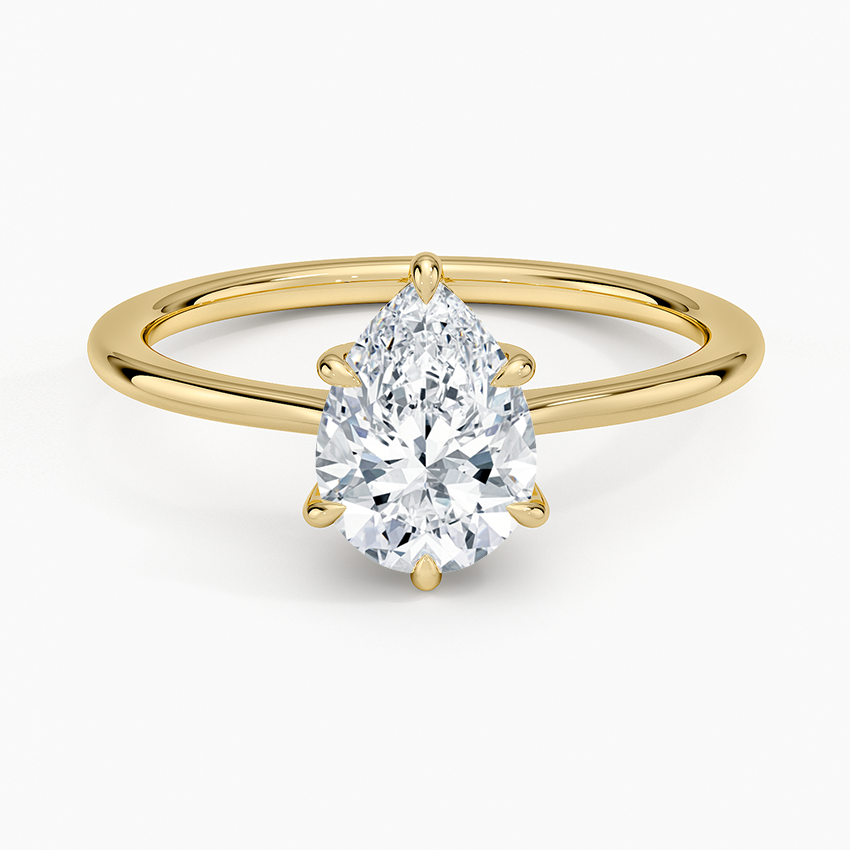 Elle Hidden Halo Diamond Ring Yellow Gold 18k Pear Engagement Ring