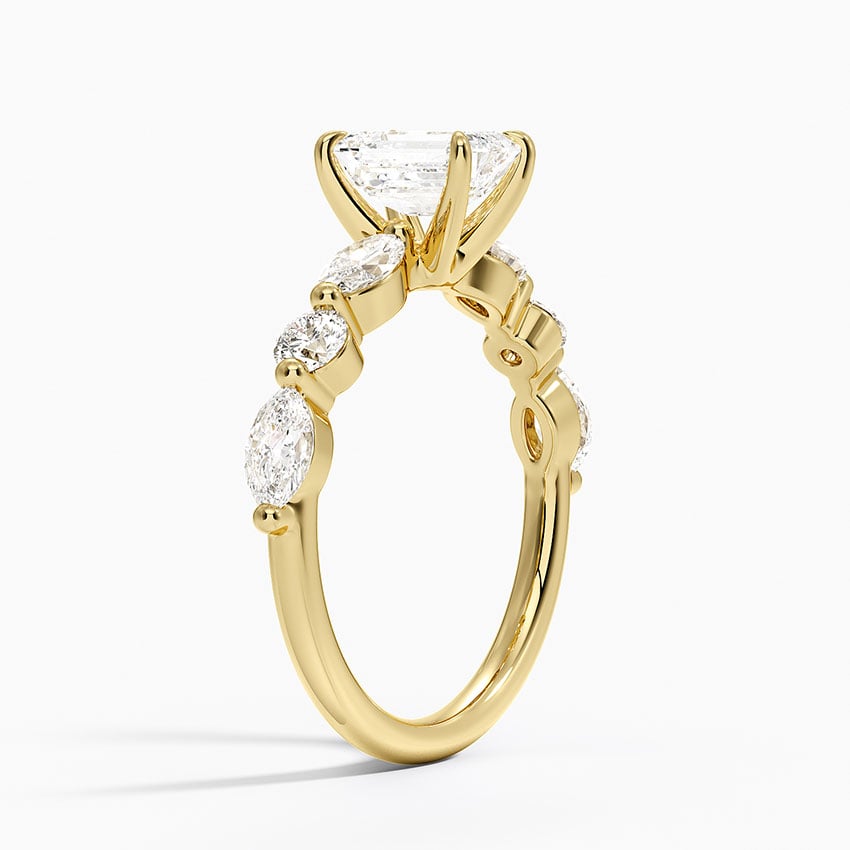 Grand Versailles Diamond Ring Yellow Gold 18k Emerald Engagement Ring