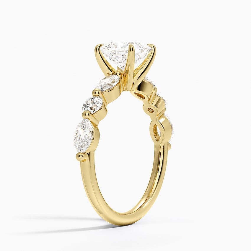 Grand Versailles Diamond Ring Yellow Gold 18k Princess Engagement Ring