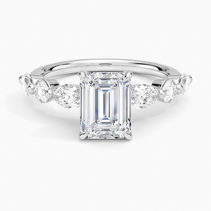 Grand Versailles Diamond Ring Platinum Emerald Engagement Ring