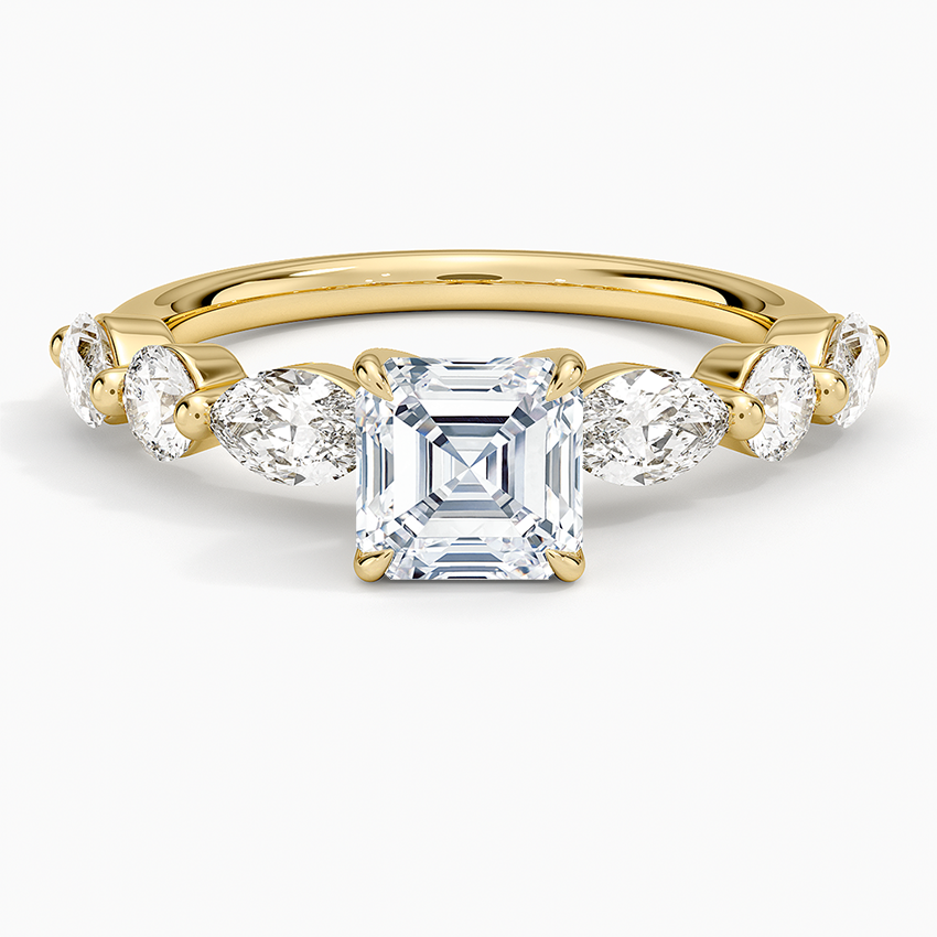 Grand Versailles Diamond Ring Yellow Gold 18k Asscher Engagement Ring