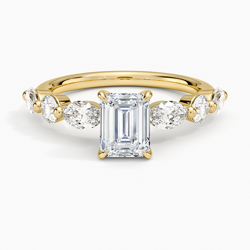 Grand Versailles Diamond Ring Yellow Gold 18k Emerald Engagement Ring