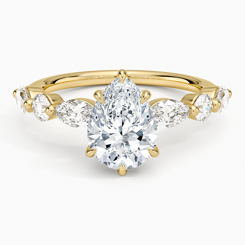 Grand Versailles Diamond Ring Yellow Gold 18k Pear Engagement Ring