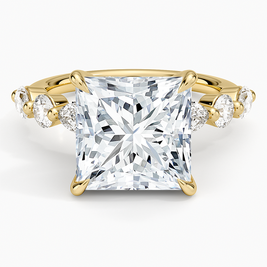 Grand Versailles Diamond Ring Yellow Gold 18k Princess Engagement Ring