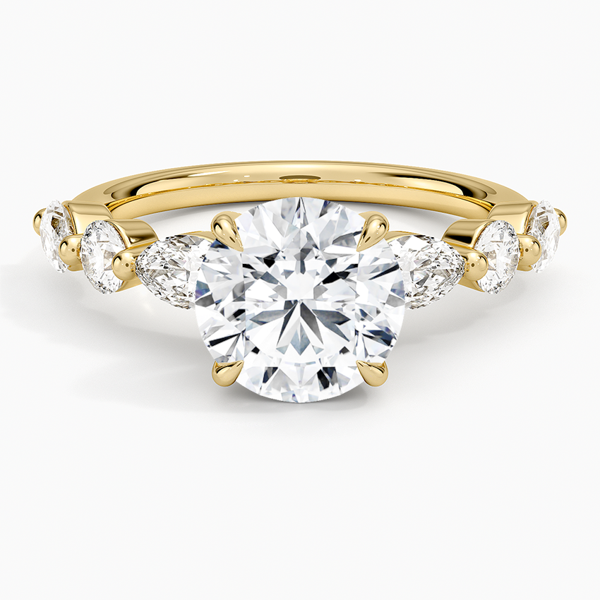 Grand Versailles Diamond Ring Yellow Gold 18k Round Engagement Ring