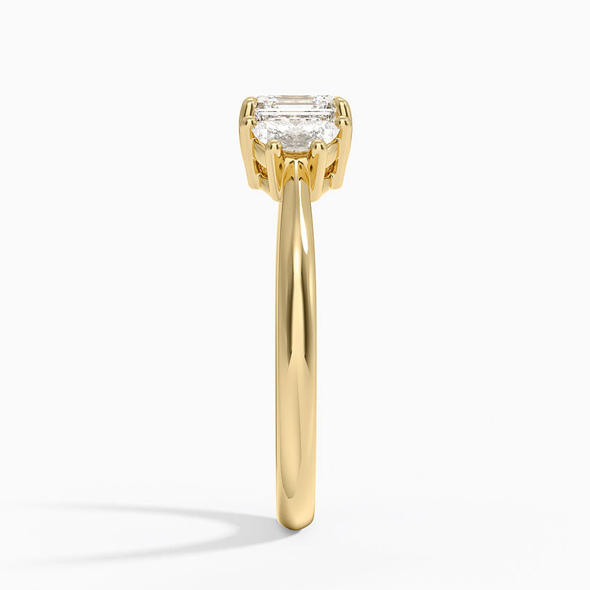 Half Moon Three Stone Diamond Ring (1/4 ct. tw.) Yellow Gold 18k Asscher Engagement Ring