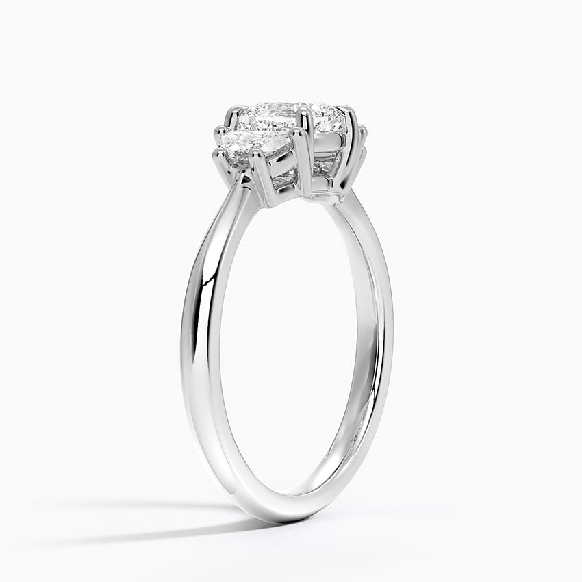 Half Moon Three Stone Diamond Ring (1/4 ct. tw.) Platinum Cushion Engagement Ring