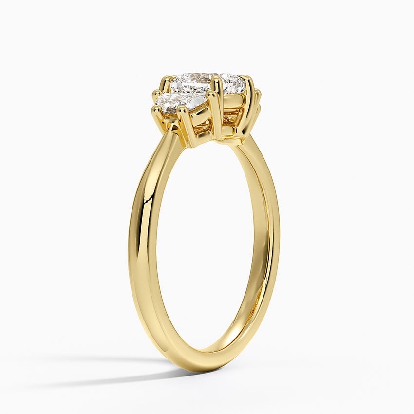 Half Moon Three Stone Diamond Ring (1/4 ct. tw.) Yellow Gold 18k Cushion Engagement Ring