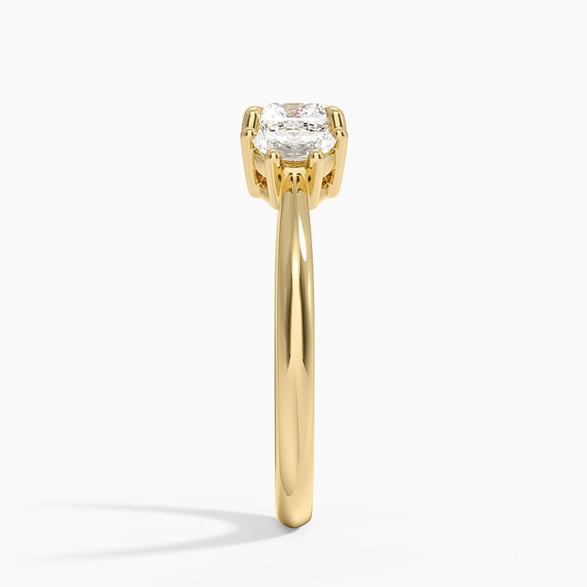 Half Moon Three Stone Diamond Ring (1/4 ct. tw.) Yellow Gold 18k Cushion Engagement Ring