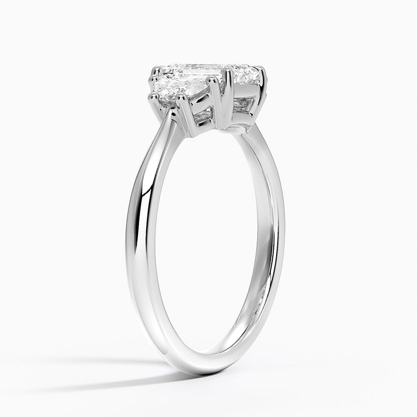 Half Moon Three Stone Diamond Ring (1/4 ct. tw.) Platinum Emerald Engagement Ring