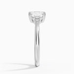 Half Moon Three Stone Diamond Ring (1/4 ct. tw.) Platinum Emerald Engagement Ring