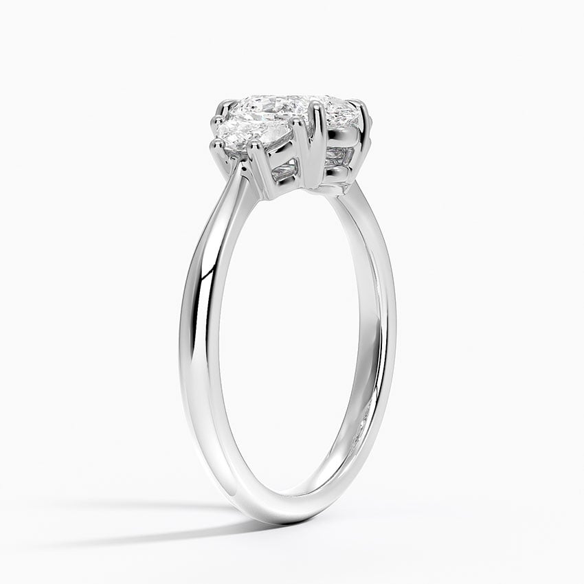 Half Moon Three Stone Diamond Ring (1/4 ct. tw.) Platinum Oval Engagement Ring