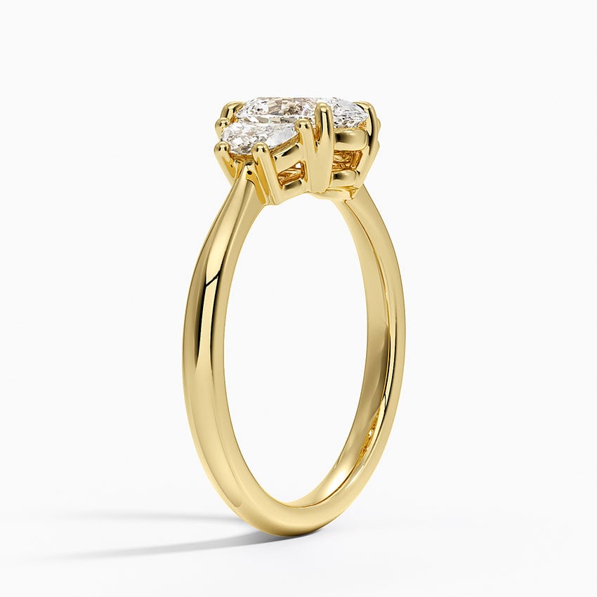 Half Moon Three Stone Diamond Ring (1/4 ct. tw.) Yellow Gold 18k Oval Engagement Ring