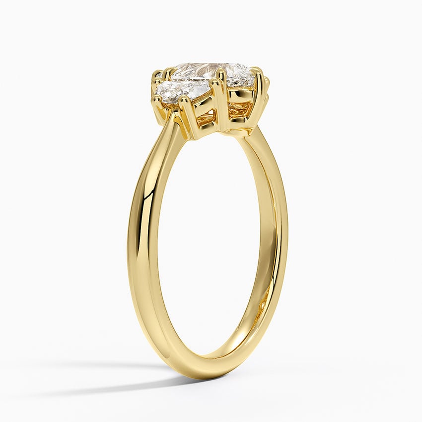 Half Moon Three Stone Diamond Ring (1/4 ct. tw.) Yellow Gold 18k Pear Engagement Ring