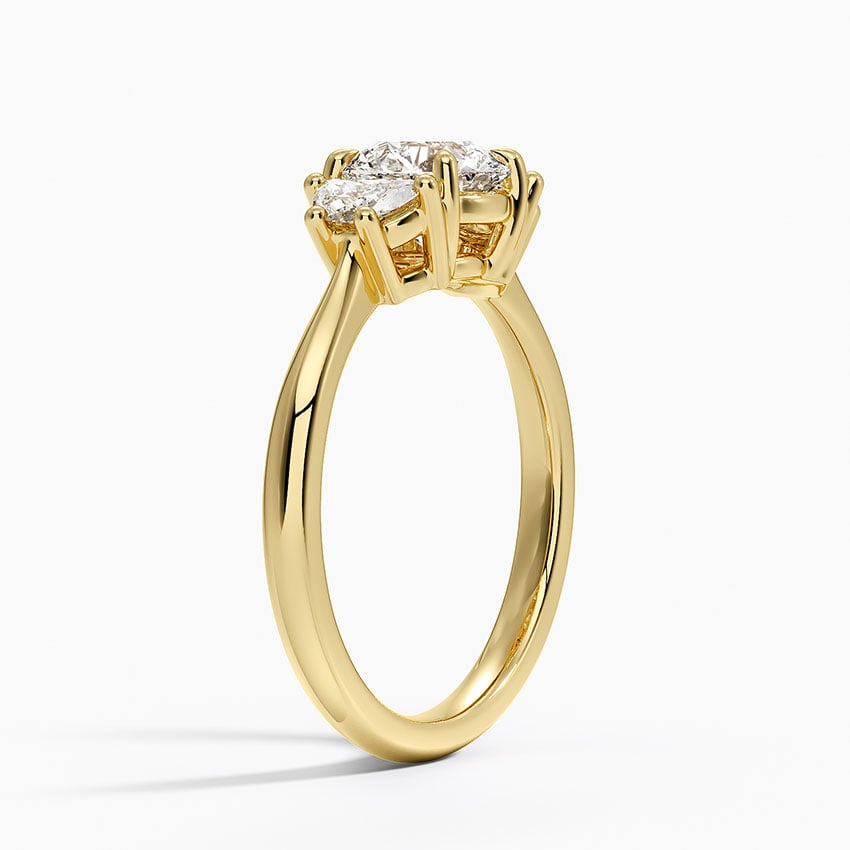 Half Moon Three Stone Diamond Ring (1/4 ct. tw.) Yellow Gold 18k Round Engagement Ring