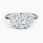 Half Moon Three Stone Diamond Ring (1/4 ct. tw.) Platinum Cushion Engagement Ring