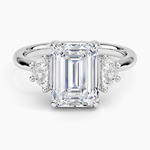 Half Moon Three Stone Diamond Ring (1/4 ct. tw.) Platinum Emerald Engagement Ring