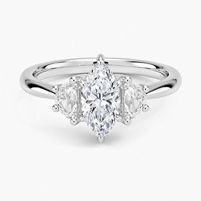 Half Moon Three Stone Diamond Ring (1/4 ct. tw.) Platinum Marquise Engagement Ring