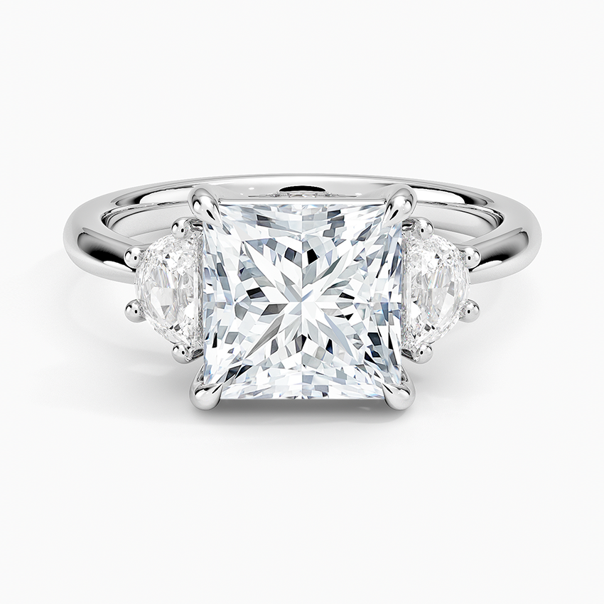 Half Moon Three Stone Diamond Ring (1/4 ct. tw.) Platinum Princess Engagement Ring
