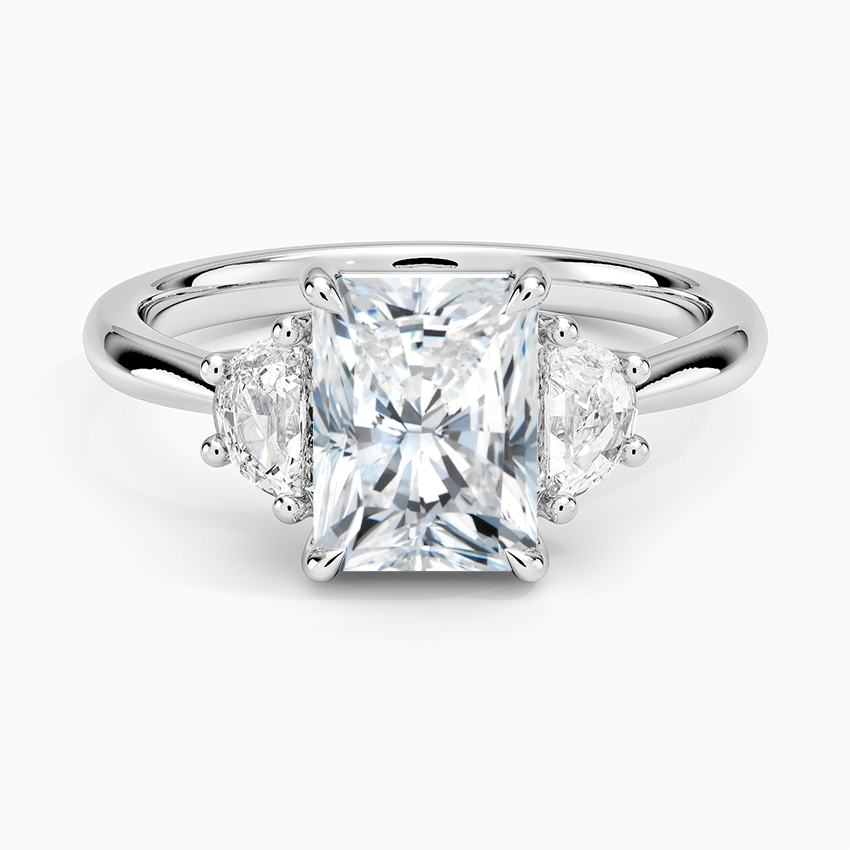 Half Moon Three Stone Diamond Ring (1/4 ct. tw.) Platinum Radiant Engagement Ring