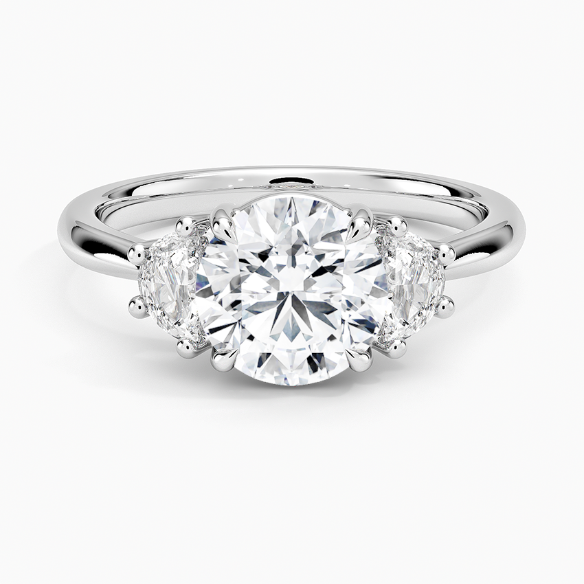 Half Moon Three Stone Diamond Ring (1/4 ct. tw.) Platinum Round Engagement Ring