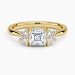 Half Moon Three Stone Diamond Ring (1/4 ct. tw.) Yellow Gold 18k Asscher Engagement Ring