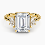 Half Moon Three Stone Diamond Ring (1/4 ct. tw.) Yellow Gold 18k Emerald Engagement Ring